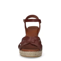 Manfield Cognac leren sleehakken^DAMES Espadrilles|Sandalen