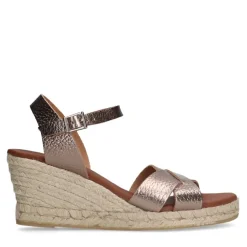 Manfield Cognac leren sleehakken^DAMES Espadrilles|Sandalen