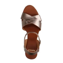 Manfield Cognac leren sleehakken^DAMES Espadrilles|Sandalen