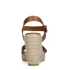 Manfield Cognac leren sleehakken met gesp^DAMES Espadrilles|Sandalen