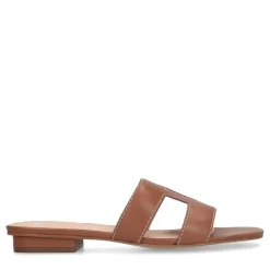 Manfield Cognac leren slippers^DAMES Slippers