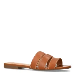 Manfield Cognac leren slippers^DAMES Slippers