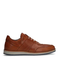 Manfield Cognac leren sneakers^Heren Sneakers