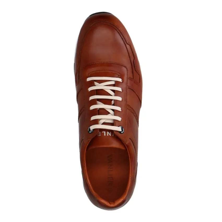 Van Lier Cognac leren sneakers^Heren Sneakers