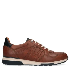 Manfield Cognac leren sneakers^Heren Sneakers