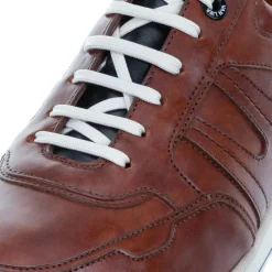 Manfield Cognac leren sneakers^Heren Sneakers