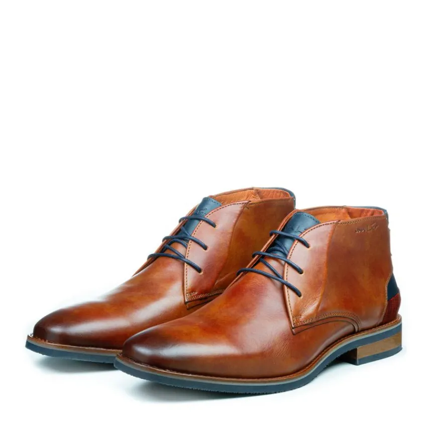 Van Lier Cognac leren veterboots^Heren Veterschoenen
