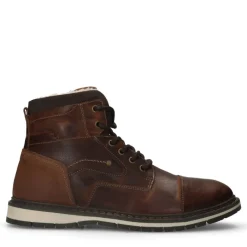 Manfield Cognac leren veterboots^Heren Boots