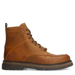 Manfield Cognac leren veterboots^Heren Boots