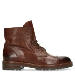 Manfield Cognac leren veterboots^Heren Boots