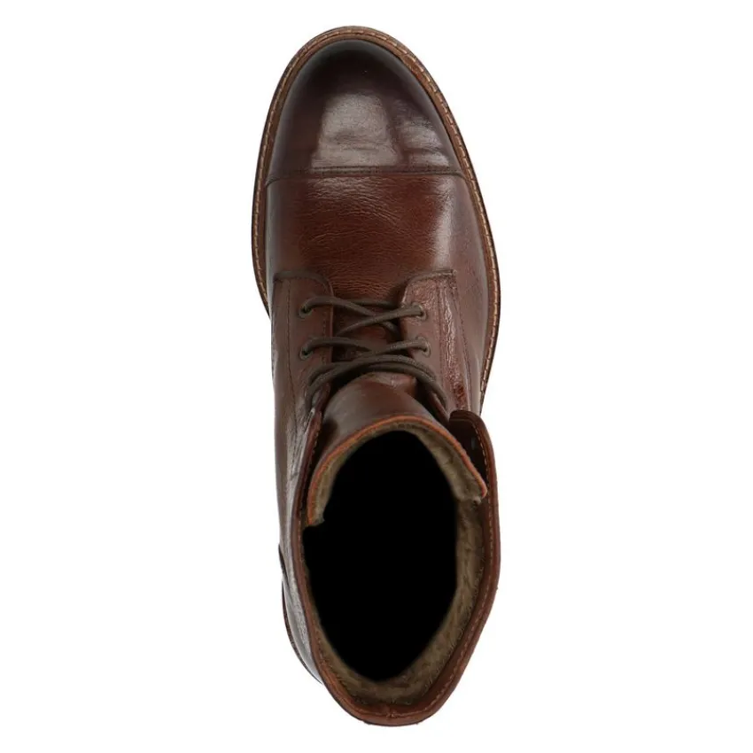 Manfield Cognac leren veterboots^Heren Boots
