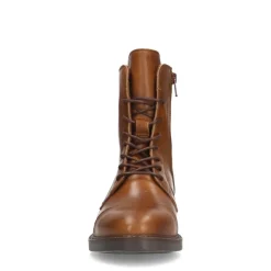 Manfield Cognac leren veterboots^DAMES Enkellaarsjes