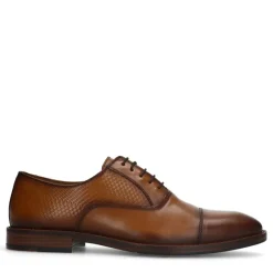 Manfield Cognac leren veterschoen^Heren Veterschoenen