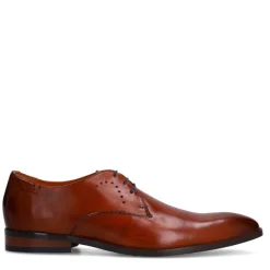 Van Lier Cognac leren veterschoenen^Heren Veterschoenen