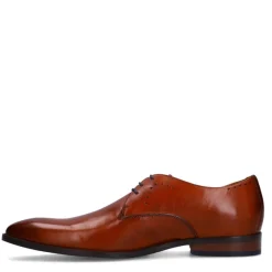 Van Lier Cognac leren veterschoenen^Heren Veterschoenen
