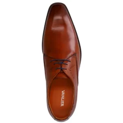 Van Lier Cognac leren veterschoenen^Heren Veterschoenen
