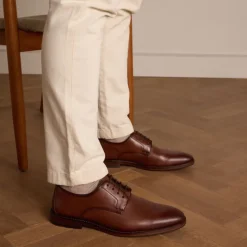 Manfield Cognac leren veterschoenen^Heren Veterschoenen