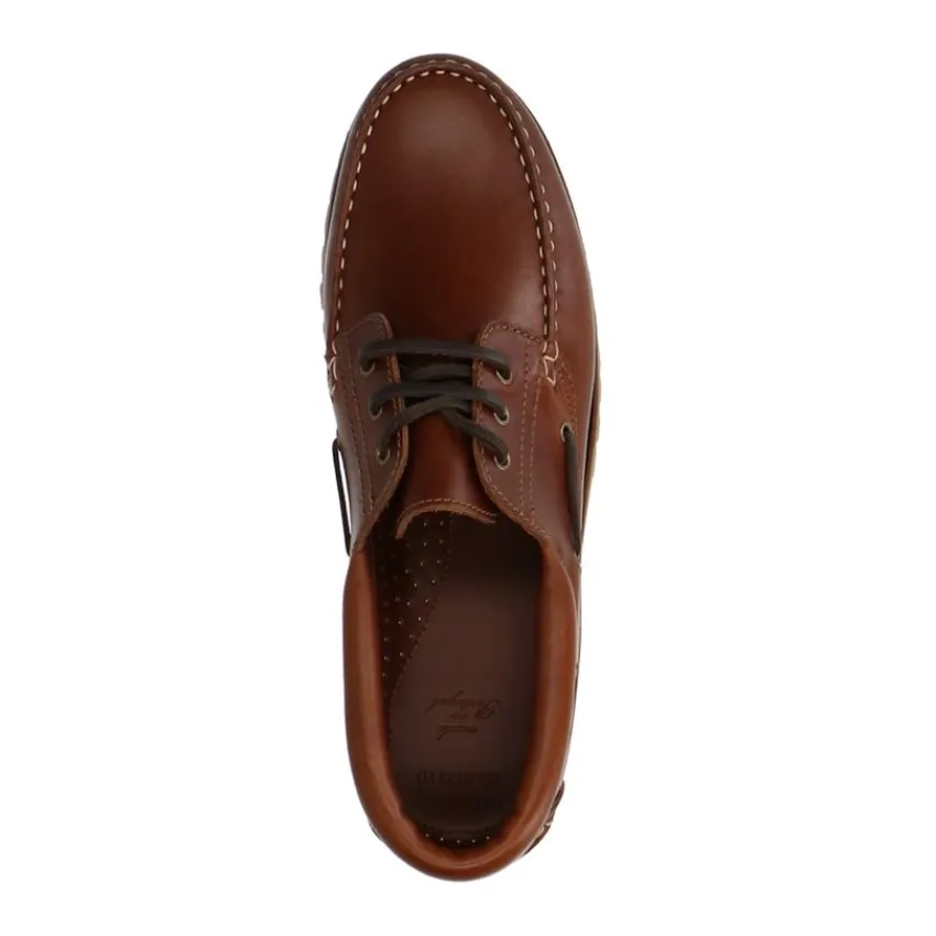 Manfield Cognac leren veterschoenen^Heren Veterschoenen