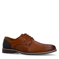 Manfield Cognac leren veterschoenen^Heren Veterschoenen