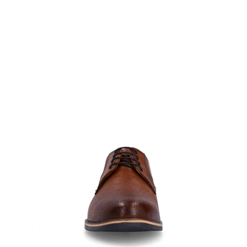 Manfield Cognac leren veterschoenen^Heren Veterschoenen