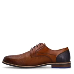 Manfield Cognac leren veterschoenen^Heren Veterschoenen