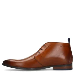 Van Lier Cognac leren veterschoenen^Heren Veterschoenen