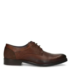 Manfield Cognac leren veterschoenen^Heren Veterschoenen