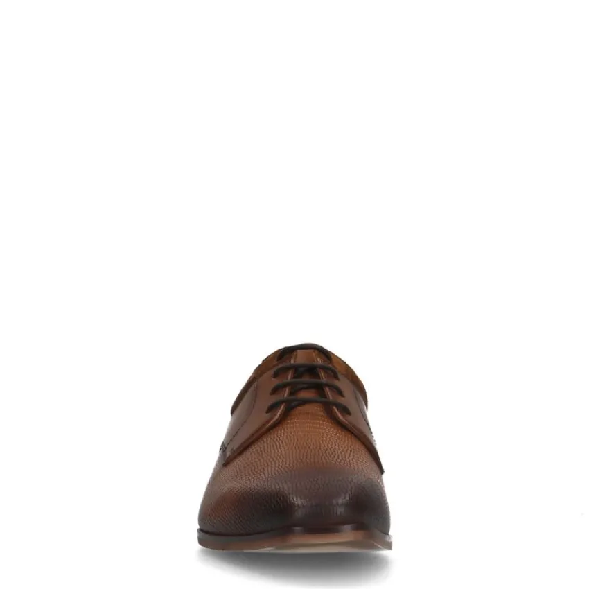 Manfield Cognac leren veterschoenen^Heren Veterschoenen