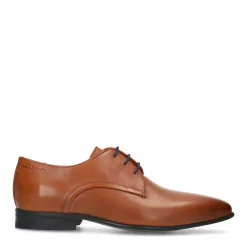 Van Lier Cognac leren veterschoenen^Heren Veterschoenen