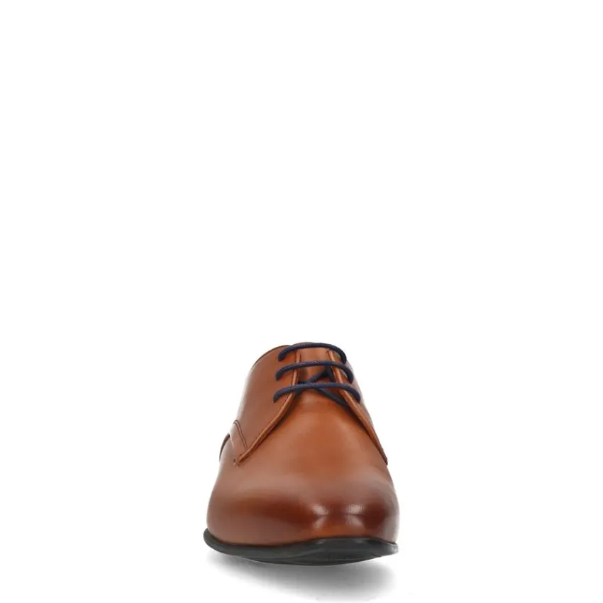 Van Lier Cognac leren veterschoenen^Heren Veterschoenen