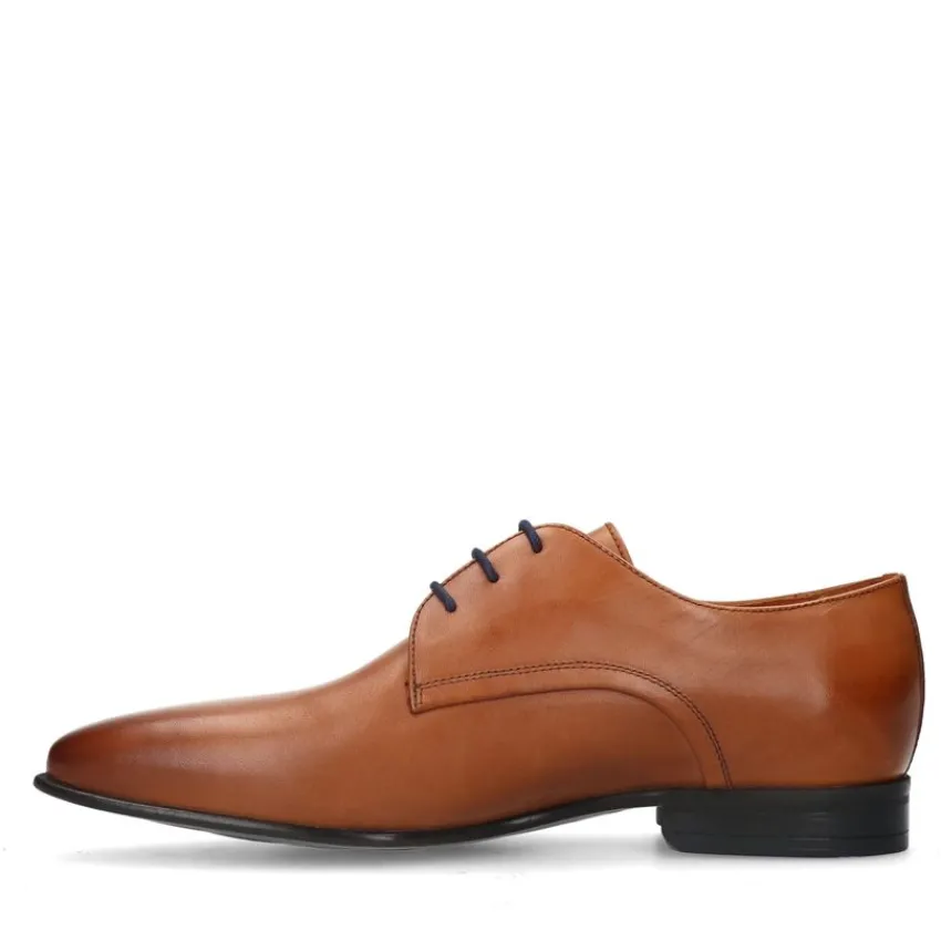 Van Lier Cognac leren veterschoenen^Heren Veterschoenen