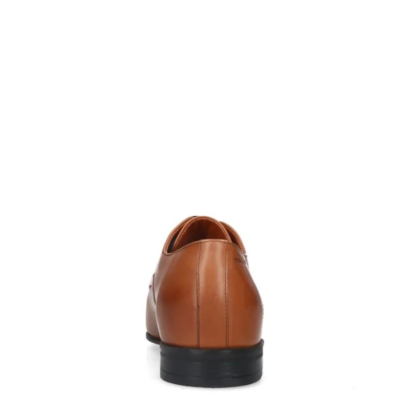 Van Lier Cognac leren veterschoenen^Heren Veterschoenen
