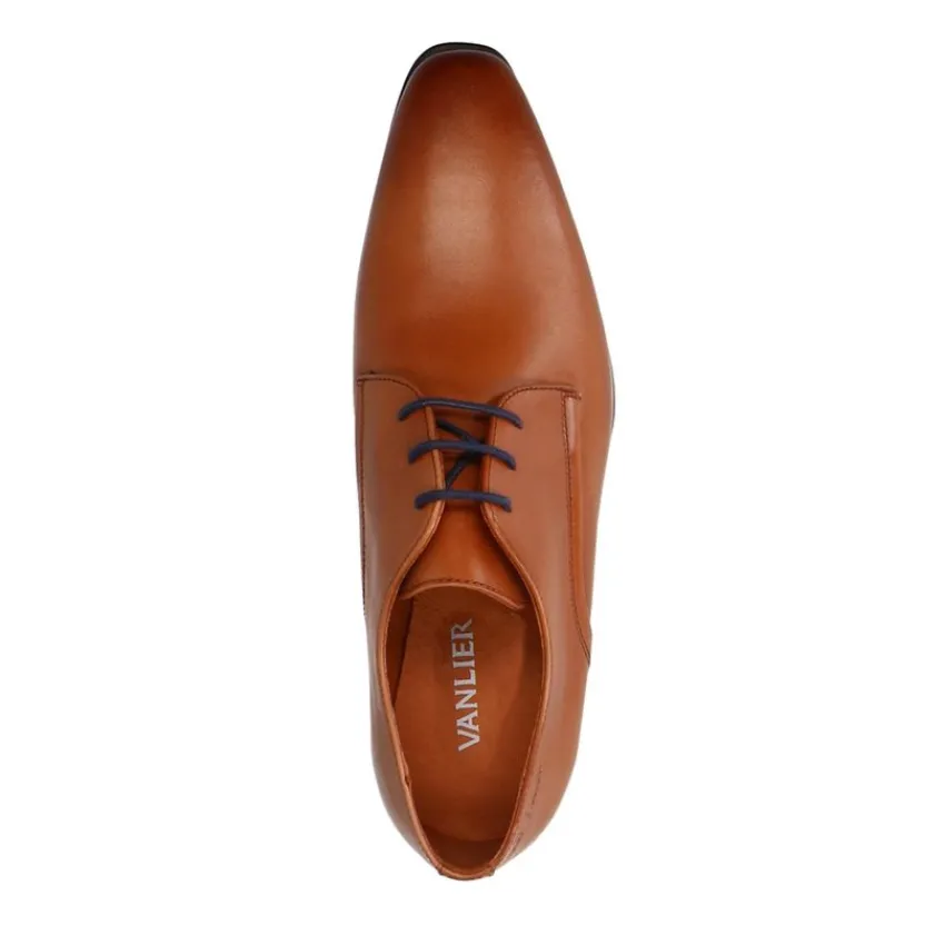 Van Lier Cognac leren veterschoenen^Heren Veterschoenen