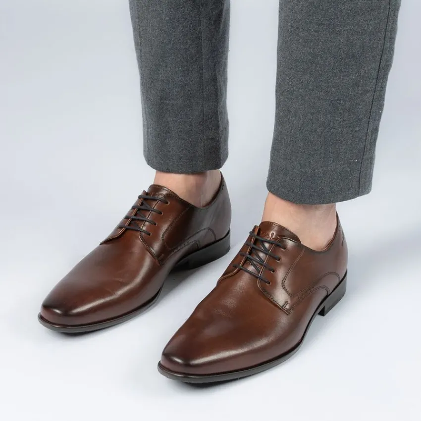 Van Lier Cognac leren veterschoenen^Heren Veterschoenen