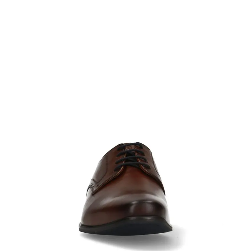 Van Lier Cognac leren veterschoenen^Heren Veterschoenen