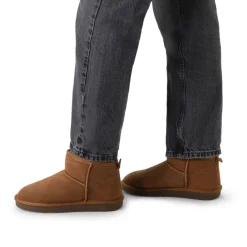 Manfield Cognac suède boots^DAMES Enkellaarsjes