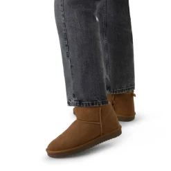 Manfield Cognac suède boots^DAMES Enkellaarsjes