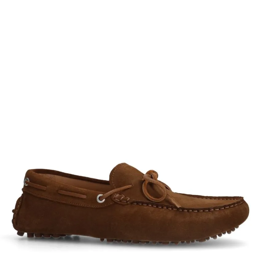 Manfield Cognac suède loafers^Heren Loafers