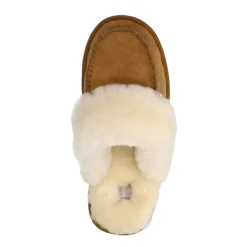 Manfield Cognac suède pantoffels^DAMES Pantoffels