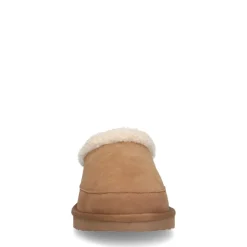 Manfield Cognac suède pantoffels met imitatie wol^Heren Pantoffels