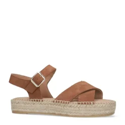 Manfield Cognac suède sandalen^DAMES Espadrilles|Sandalen