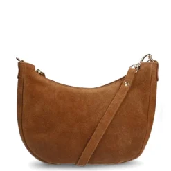 Manfield Cognac suède schoudertas^ Schoudertassen