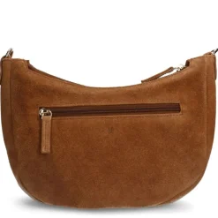 Manfield Cognac suède schoudertas^ Schoudertassen