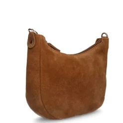 Manfield Cognac suède schoudertas^ Schoudertassen