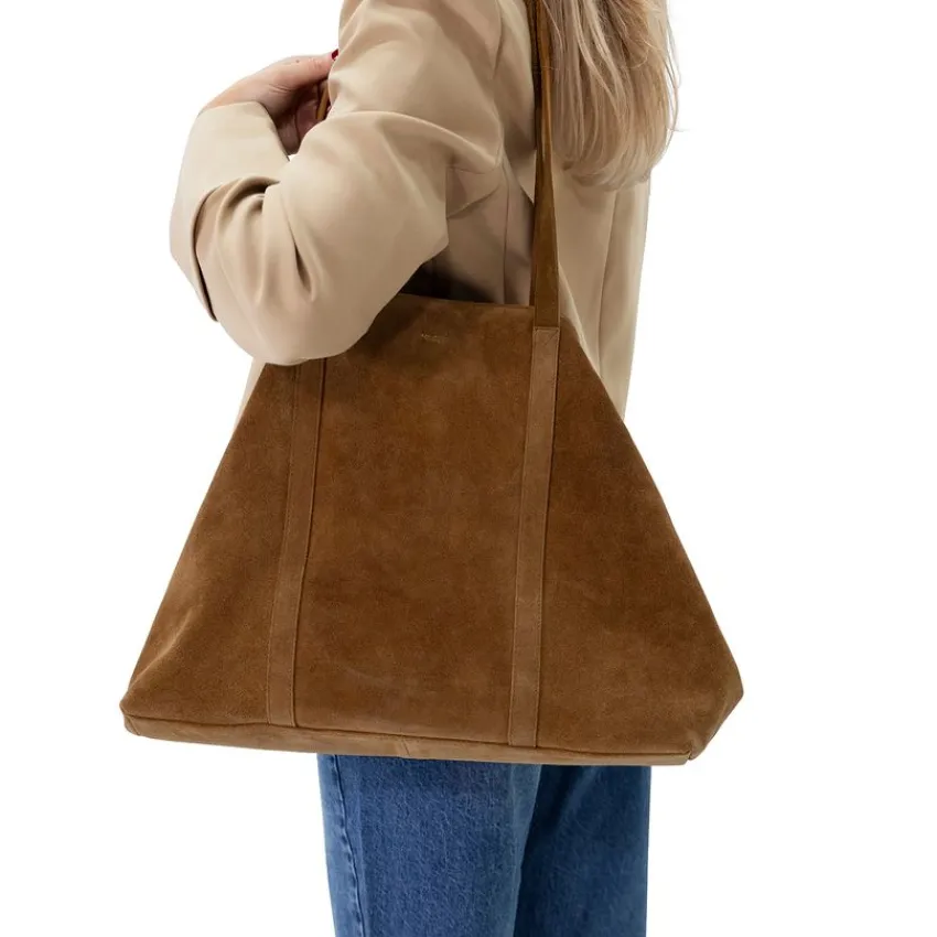 Manfield Cognac suède shopper^ Shoppers