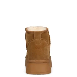 Manfield Cognac suède snowboots^DAMES Enkellaarsjes