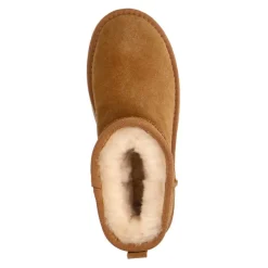 Manfield Cognac suède snowboots^DAMES Enkellaarsjes