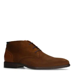 Van Lier Cognac suède veterboots^Heren Boots