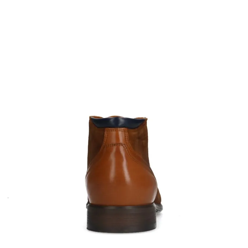 Van Lier Cognac suède veterboots^Heren Boots