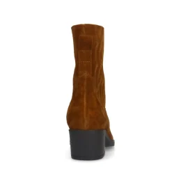 Manfield Cognac suède western boots^DAMES Enkellaarsjes